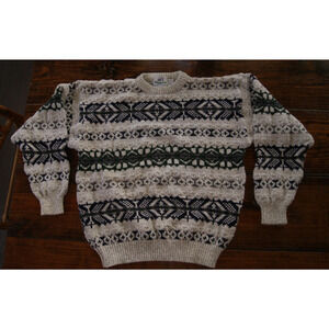 Vintage 90s Van Heusen 417 Men's Textured Sweater Gray Green Blue Mens L USA